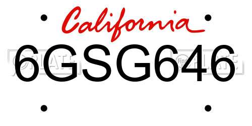 6GSG646 California License Plate