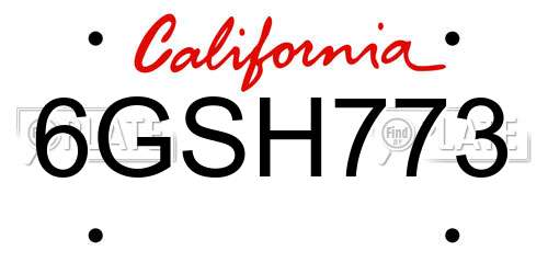 6GSH773 California License Plate