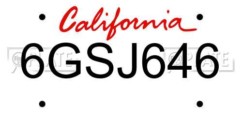 6GSJ646 California License Plate