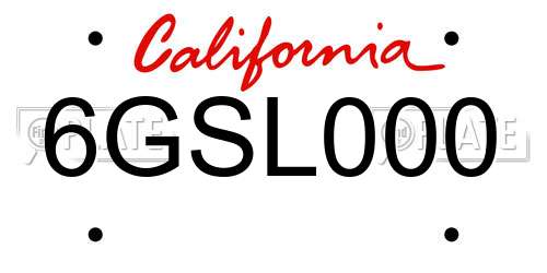 6GSL000 California License Plate