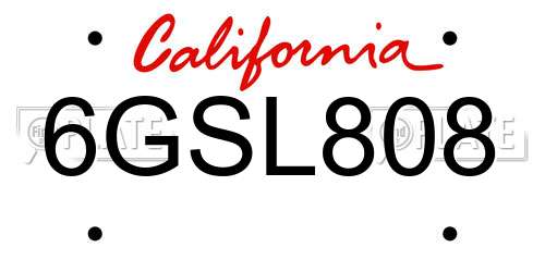 6GSL808 California License Plate
