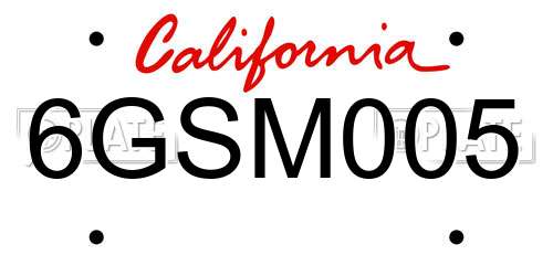 6GSM005 California License Plate
