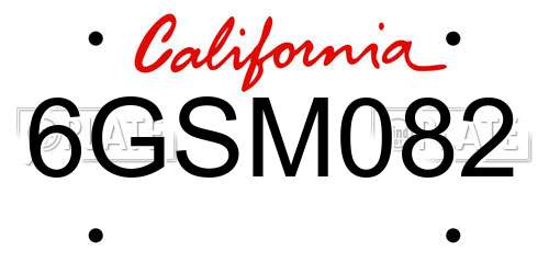 6GSM082 California License Plate