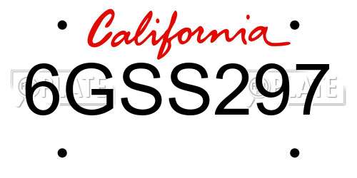 6GSS297 California License Plate