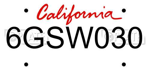 6GSW030 California License Plate