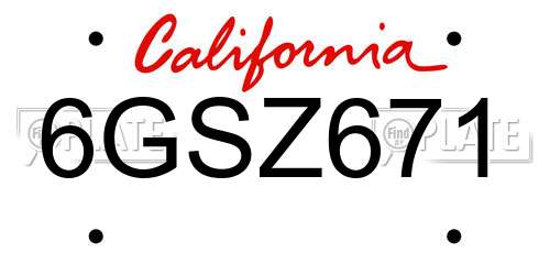 6GSZ671 California License Plate