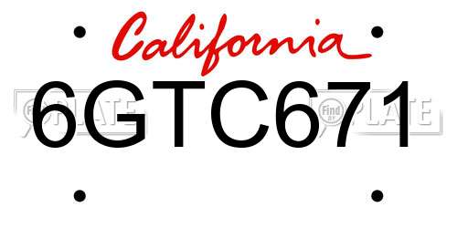 6GTC671 California License Plate
