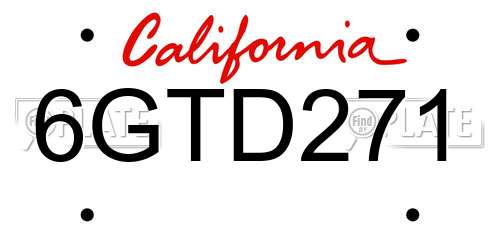 6GTD271 California License Plate