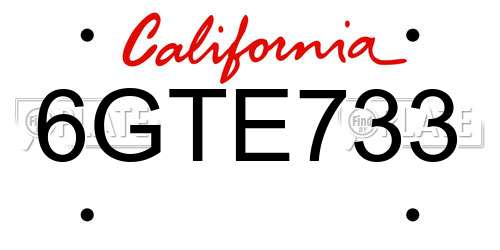 6GTE733 California License Plate
