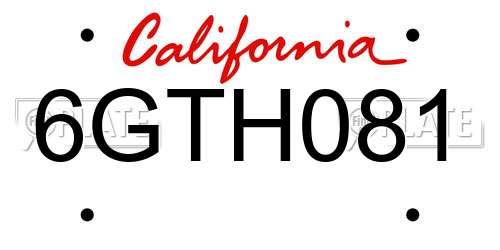 6GTH081 California License Plate