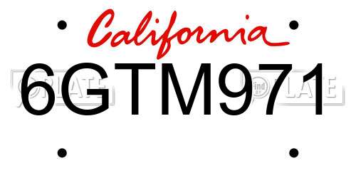6GTM971 California License Plate