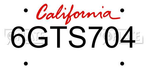 6GTS704 California License Plate
