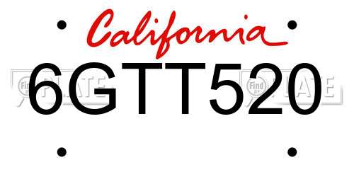 6GTT520 California License Plate