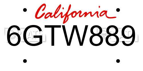 6GTW889 California License Plate