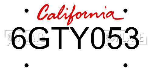 6GTY053 California License Plate
