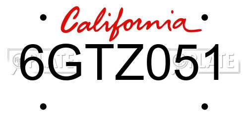 6GTZ051 California License Plate