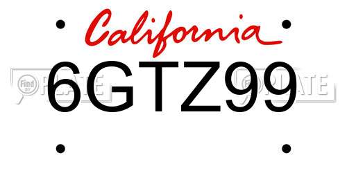6GTZ99 California License Plate