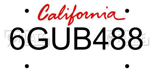 6GUB488 California License Plate