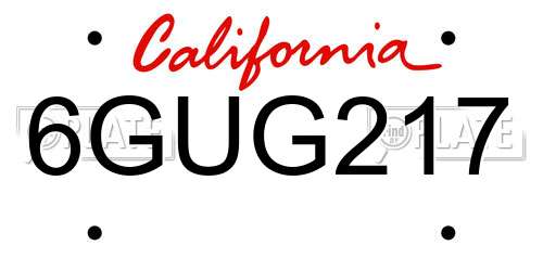 6GUG217 California License Plate