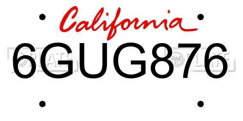 6GUG876 California License Plate