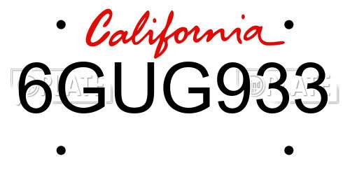 6GUG933 California License Plate