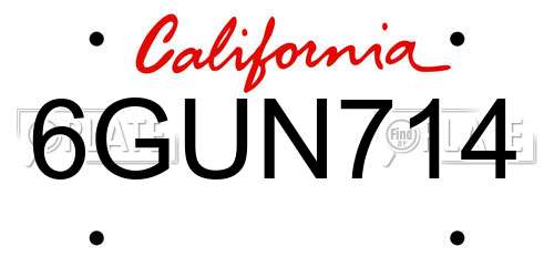6GUN714 California License Plate