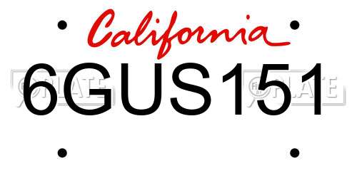 6GUS151 California License Plate