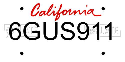 6GUS911 California License Plate