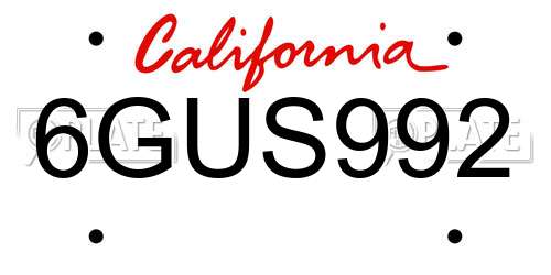 6GUS992 California License Plate