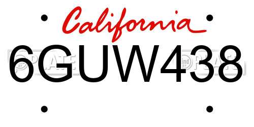 6GUW438 California License Plate