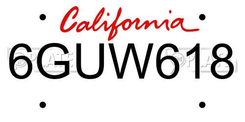 6GUW618 California License Plate