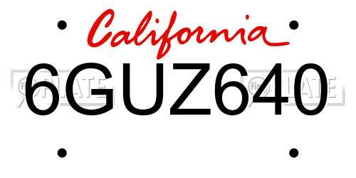 6GUZ640 California License Plate