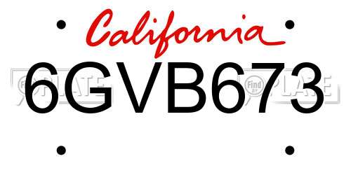 6GVB673 California License Plate