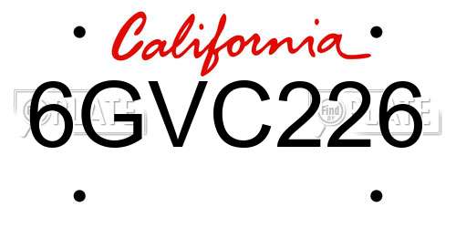 6GVC226 California License Plate