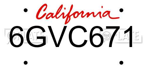 6GVC671 California License Plate