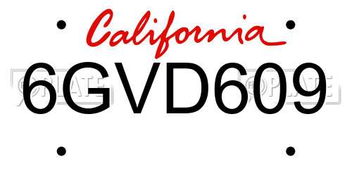 6GVD609 California License Plate