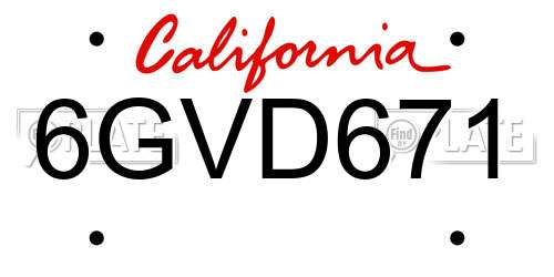 6GVD671 California License Plate
