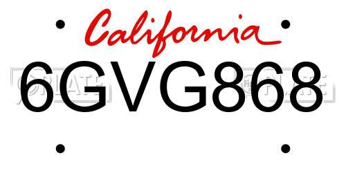 6GVG868 California License Plate
