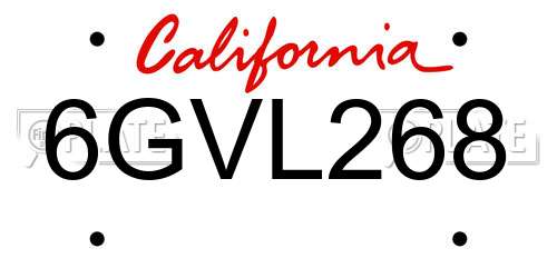 6GVL268 California License Plate