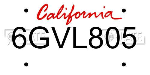 6GVL805 California License Plate
