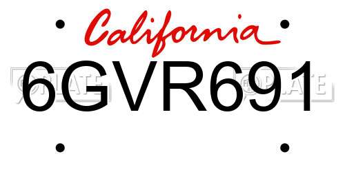 6GVR691 California License Plate