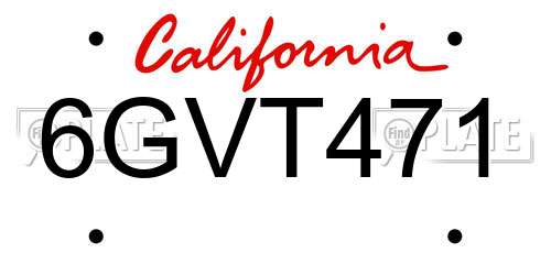 6GVT471 California License Plate