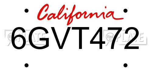 6GVT472 California License Plate