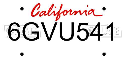 6GVU541 California License Plate