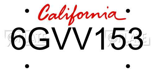 6GVV153 California License Plate