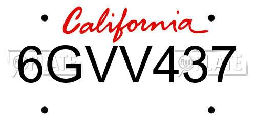 6GVV437 California License Plate