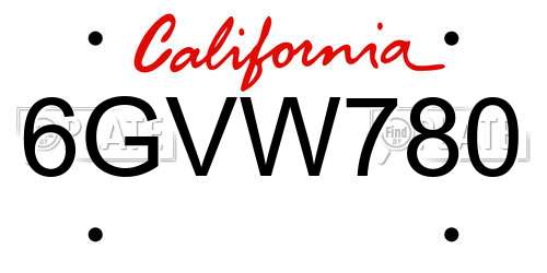6GVW780 California License Plate