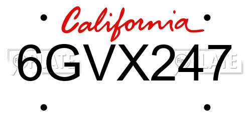 6GVX247 California License Plate