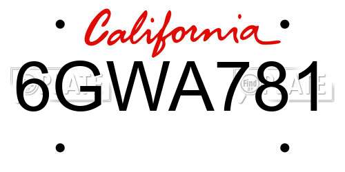 6GWA781 California License Plate