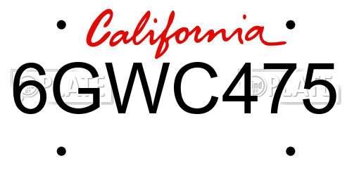 6GWC475 California License Plate